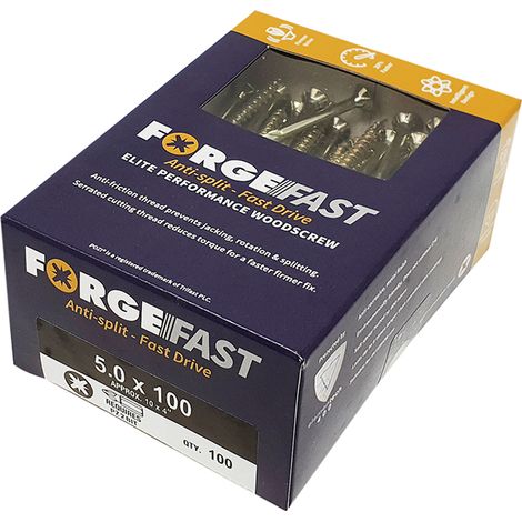 Forgefix Pozi Compatible Wood Screw 5.0 x 100mm