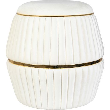 Pouf Doric 225 avorio e oro con lavorazione a pieghe (1/3)