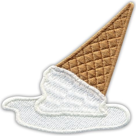 Patchion Melted Ice Cream – weißes Sorbet – Magnetische Rückseite – Gestickter Aufnäher/Abzeichen/Emblem