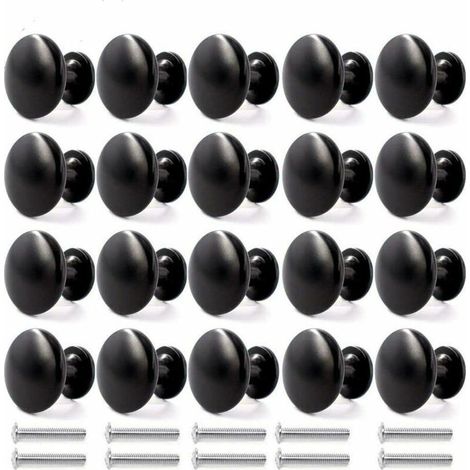 20PCS Boutons de Porte Boutons de Tiroir 30mm Vintage Poignées Boutons de Meuble de Meuble pour Placards de Cuisine (Noir) (1/5)