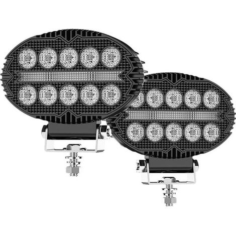 Phares de travail ovales à LED de 5,5 pouces, 10 000 lm, feux de brouillard et feux de jour pour camion, quad, SSV, SUV, moto, chariot, remorque et bateau (1/4)
