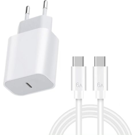 Chargeur pour iPhone 16 + câble de 3 m, chargeur rapide USB-C vers USB-C 20 W PD (1/4)