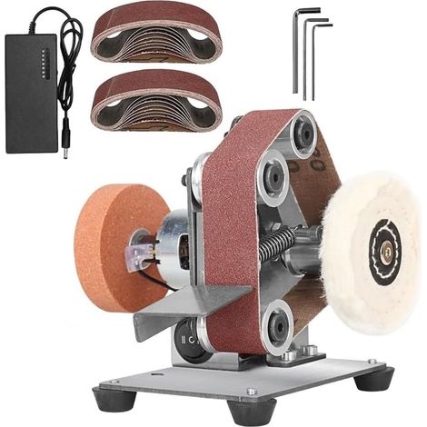 Prise UE, Mini Ponceuse à Bande PonçAge ÉLectrique Polissage Rectifieuse 7 Vitesse Variable pour Polissage Accessoires en Bois (1/5)