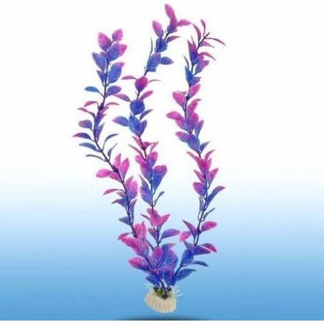 Trade Shop - Pianta 32 Cm Piantina Artificiale Per Acquario Piante Finte Plastica Color Viola - (1/2)