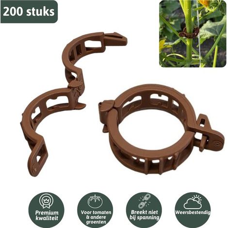 Clips pour tomates Ø22 mm - Très résistants - Réutilisables - Lot de 200 - Pour tomates, concombres et plantes grimpantes (1/5)