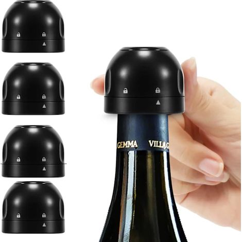 Bouchons de champagne, bouchons de vin, lot de 4, universels, réutilisables, en silicone, hermétiques, étanches.-AquaForge (1/5)