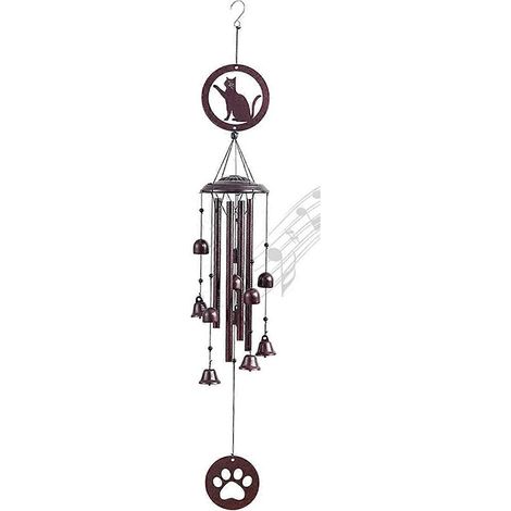 Carillons éoliens d'extérieur, cadeaux commémoratifs/cadeaux de déménagement, carillons éoliens en métal pour usage intérieur et extérieur, motif chat (1/4)