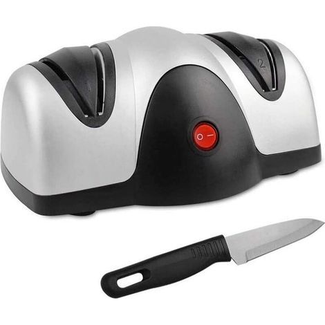 Aiguiseur de couteau électrique 2 niveaux, noir/argent, ABS – (1/5)
