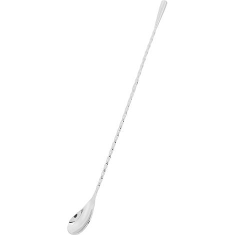 Cuillère à mélanger inox à long manche, cuillère de bar pour cocktails, accessoires barman, argenté, ustensile de mixologie, tige allongée, outil professionnel. (1/5)