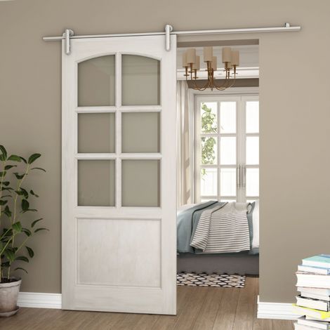 Rail porte coulissante - 2M - En applique - Porte en bois - Argent - SECURY-T