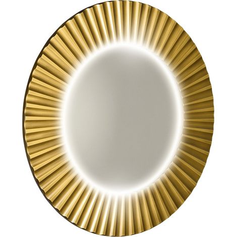 Miroir rond PRIDE STRIP avec éclairage LED dans le cadre dia. 90cm, or (1/4)
