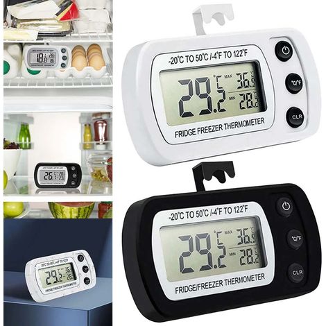 2Stk Mini Digitale Thermometer Wasserdicht mit LCD Display, Max Min Funktion, Präziser Kühlschrank Gefrierschrank Temperaturmesser für Haushalt Gastronomie Büro (1/5)