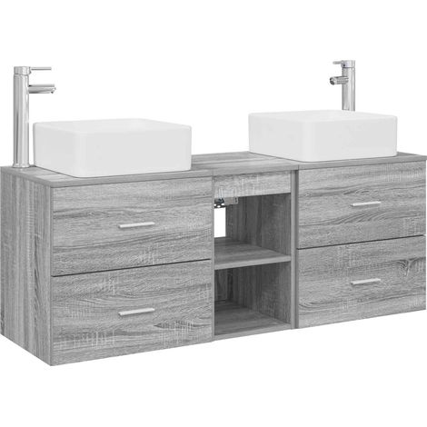 Bathroom Cabinet Set 3 pcs Grey Sonoma 49.5 x 41 x 63 cm vidaXL (1/5)