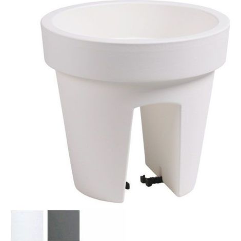 Vaso Lofly Railing Redondo de 24 cm de altura, color gris, 5 unidades