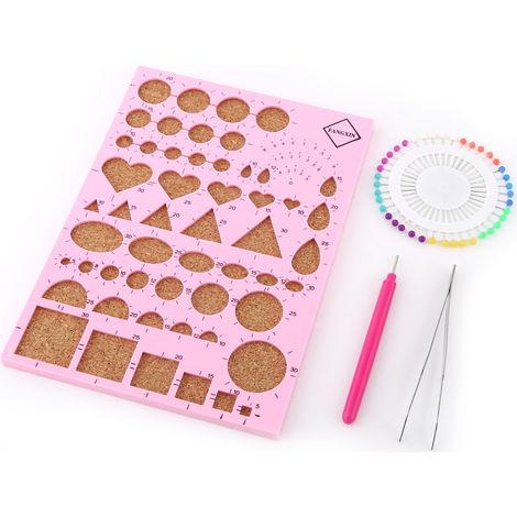 Kit de Quilling avec Pince Fine, Modèles en Carton et Stylo à Fente pour Artisanat Papier DIY (Rose) (1/5)