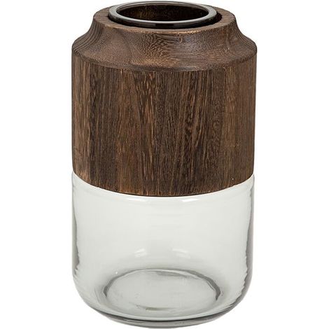 Vase Naturel Bois Verre 14 x 23 x 14 cm