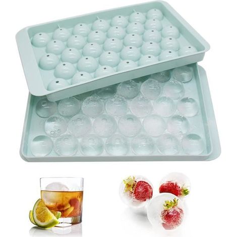 Bacs à Glaçons Rondes, Réutilisable Bac à Glaçons avec Couvercle, Avec 33 Moules à Glaçons pour Boissons Froides.1pièce. (1/2)