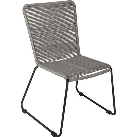 Gartenstuhl Outdoor-Seilstuhl Farbe Grau mit Eisen-Gestell in schwarz ISRA (1/5)