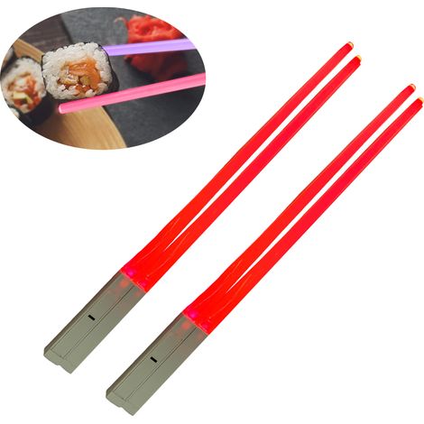 Baguettes Lumineuses Led - Rouge Et Bleu - Pour Sushi Et Cuisine Asiatique - 2 Paires (1/5)