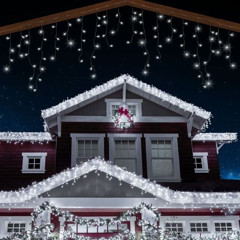 TENDA LUMINOSA NATALIZIA DA ESTERNO CASCATA LUCI DI NATALE 150 LED 5 METRI LUCE BIANCO FREDDO