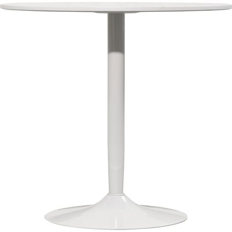Esstisch, Runder Küchentisch, Moderner Esszimmertisch für 2 Personen, Bartisch Säulentisch mit Stahlbein, Rutschfester Fußauflage, Kaffeetisch für Wohnzimmer, Ø80 x 75 cm, Weiß 