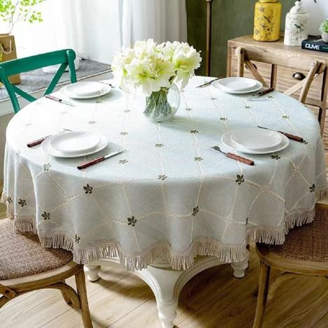 Runde Tischdecke 160 cm, waschbare Tischwäsche, komfortabel und strapazierfähig, knitterfrei, Polyester & Baumwolle, für den Außenbereich, Esszimmer, Party, Garten, ideal für Feste und Zusammenkünfte