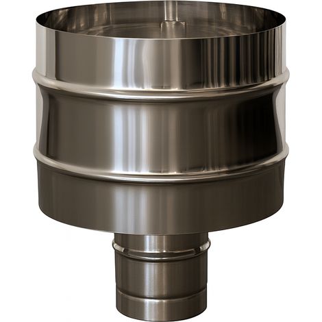 Fumaiolo a Botte Tondo Inox Ø 12 cm con Disco Antipioggia