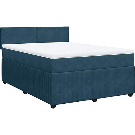 Maison Exclusive - Sommier à lattes de lit et matelas bleu 140x190 cm velours (1/5)