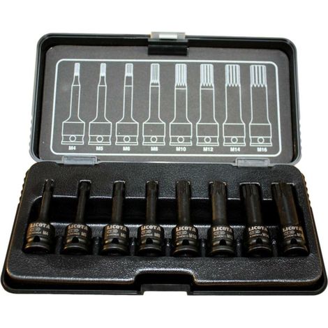 Coffret Douilles à Choc Spline 3/8" Cr-Mo M4-M16 (1/4)