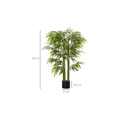 Bambou artificiel en pot de 140 cm avec 780 feuilles réalistes en plastique pour salon, chambre et bureau (1/5)