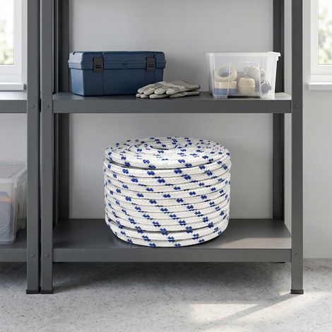 vidaXL Cuerda multiusos 12 mm 25 m Blanco y Azul PP 930 kg Carga máx. (1/5)