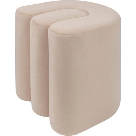 Pouf bolan in velluto beige 40x40cm - Atmosphera créateur d'intérieur (1/3)