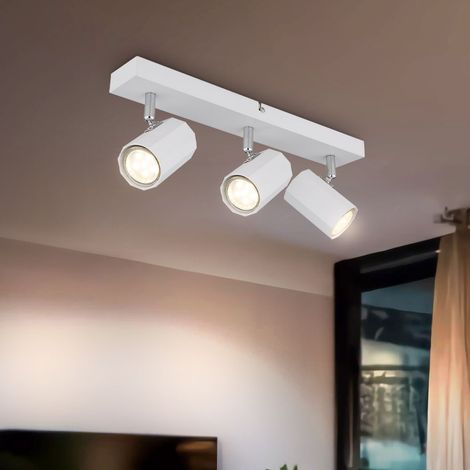 Lampada da soffitto per soggiorno, faretto orientabile, bianco, alluminio, L 39 cm (1/5)