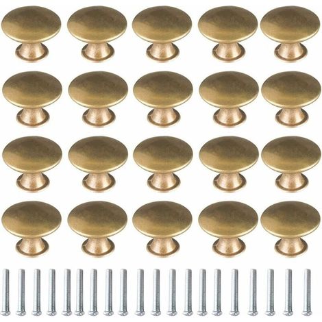 20 Stück Vintage-Türknöpfe aus Messing, Messinggriffe, Möbelknöpfe, Schubladenknöpfe, Vintage-Möbelgriffe für Schubladen, Schränke, Küchenschränke