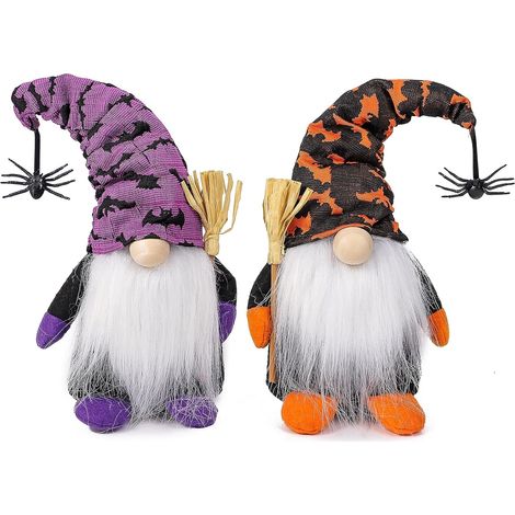 Lot de 2 nains en peluche pour Halloween, décorations pour la maison.