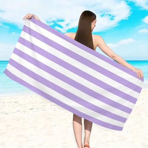 1 telo mare in microfibra, ad asciugatura rapida e idrorepellente, 150 x 75 cm, compatto e leggero, telo piscina, bianco e blu, fantasia vegetale (1/5)