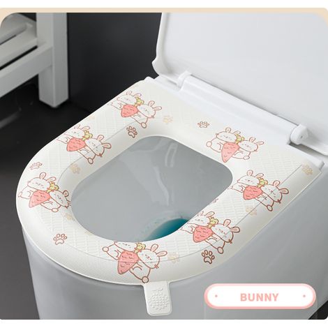 Housses de siège de toilette 2 pièces pour toutes les saisons, imperméables, avec jolis motifs et autocollantes. (1/5)