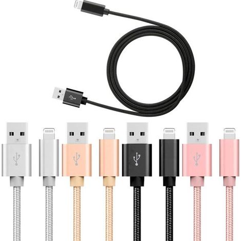 [LCS] Lot de 3 chargeurs iPhone 3 m - Câble tressé, charge rapide