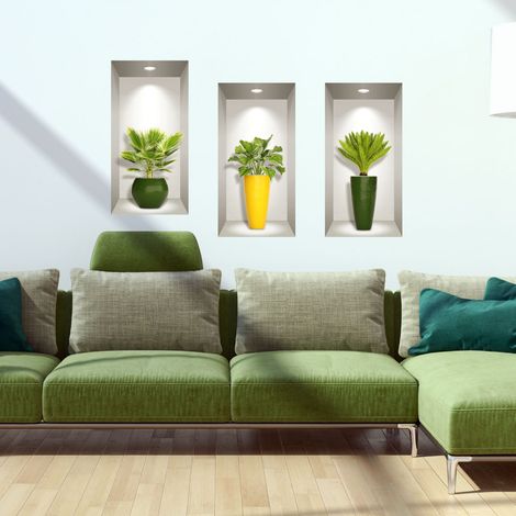 Sticker 3D plantes feuilles de palmiers 60 x 90 cm (1/4)