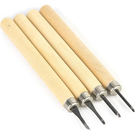 Couteau à sculpter le bois, couteau de découpe du bois, outils de sculpture sur bois pour tampon en caoutchouc, ensemble de quatre pièces (ensemble n° 1)