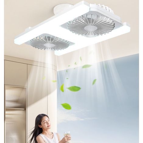 Ventilatore da soffitto silenzioso con illuminazione LED – 60 W, attacco E27, angolo regolabile, dimmerabile, timer – Per ambienti da 10 a 30 m²