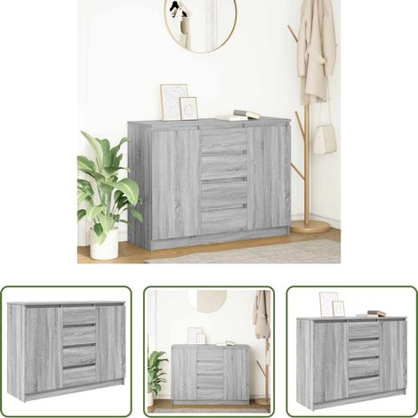 Schrank - Sideboard mit Schubladen Grau Sonoma 100,5x35x76 cm (1/5)