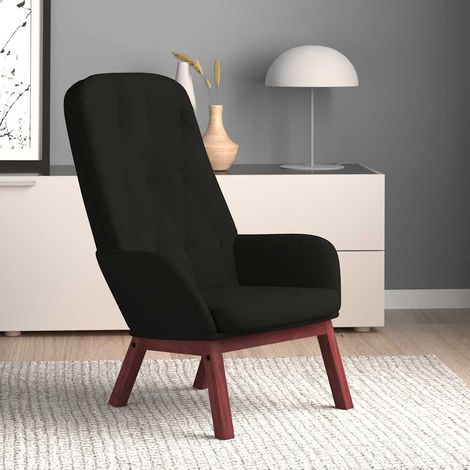 Chaise de relaxation Fauteuil relax - Noir Velours BonneVie-46191 (1/5)