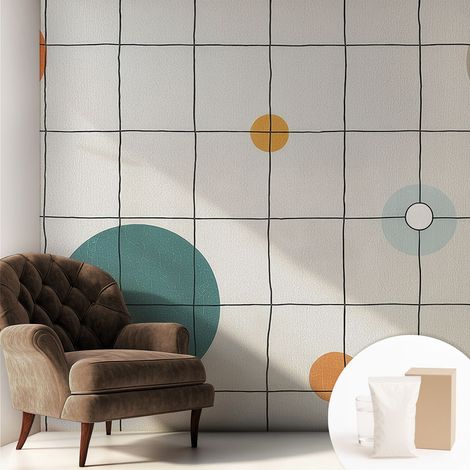 Newroom Tapete Dekorative Vliestapete mit Kleber Modern für Wohnzimmer Schlafzimmer Bunte Kreise 250x250 cm (1/5)