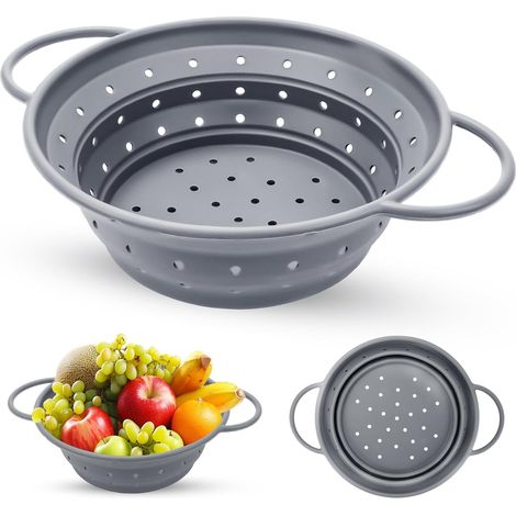 Panier de filtre de cuisine pliable en silicone de 8,5 pouces avec panier de filtre pliable résistant à la chaleur et adapté au lavage au lave - vaisselle pour le camping de légumes (1/5)