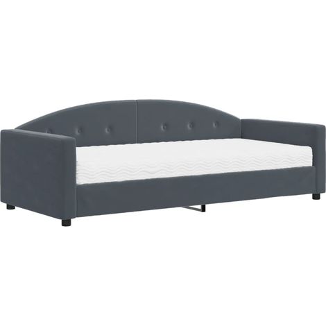 Daybed with Mattress Dark Grey 90x190 cm Velvet vidaXL (1/5)