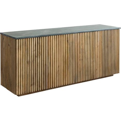 Buffet 4 portes en bois de manguier et marbre Betty (1/5)