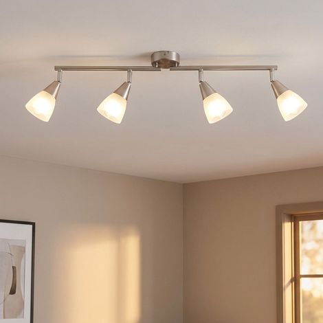 Deckenleuchte Deckenstrahler Wohnzimmerlampe dimmbar Silber Metall L 60 cm