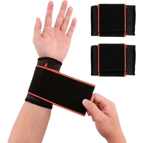 2 Support de Poignet Sport Élastique avec Compression Réglable, Protege Poignet Orthese Bandage Maintien, avec Fermeture Velcro pour Homme et Femme Tennis, Golf, Fitness, Sport (1/5)