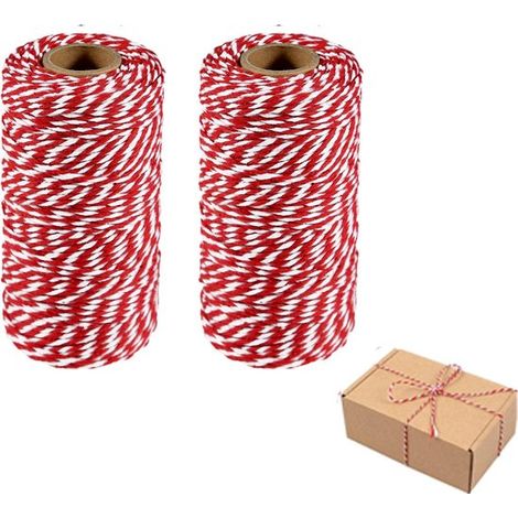 Corda di cotone, spago per legature, spago per lavori artigianali e imballaggio, 2 rotoli, spessore 2 mm, per fai da te, giardinaggio e imballaggio. Per uso interno ed esterno. (1/5)
